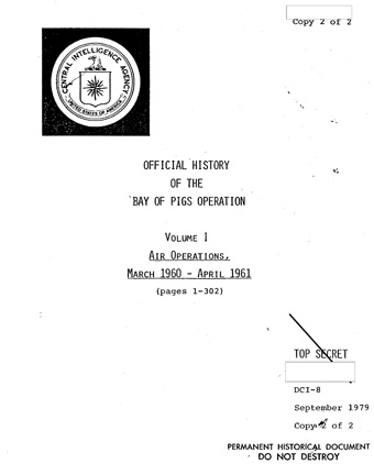 La portada del Informe Oficial de la CIA: La Historia de la Bahía de Cochinos.