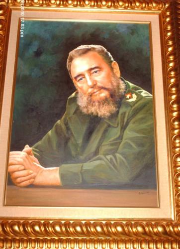 El cuadro con la imagen de Fidel.
