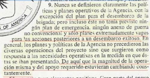 Conclusión Número 9 del Informe del Inspector General de la CIA sobre la Operación de Bahía de Cochinos.