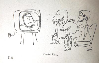 Entre las más concienzudas caricaturas expuestas en “80 x 25” vale destacar esta de Rafael Fornés (1917-2005), que corresponde a los primeros años de la Revolución. 